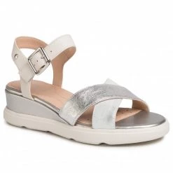 Mules Et Sandales Sandales GEOX - D Pisa D D02GUD 0CF85 C0628 Silver/Off Wht Beige, Argent
