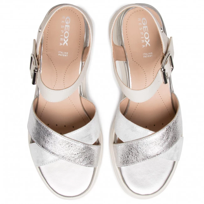 Mules Et Sandales Sandales GEOX - D Pisa D D02GUD 0CF85 C0628 Silver/Off Wht Beige, Argent – Image 5