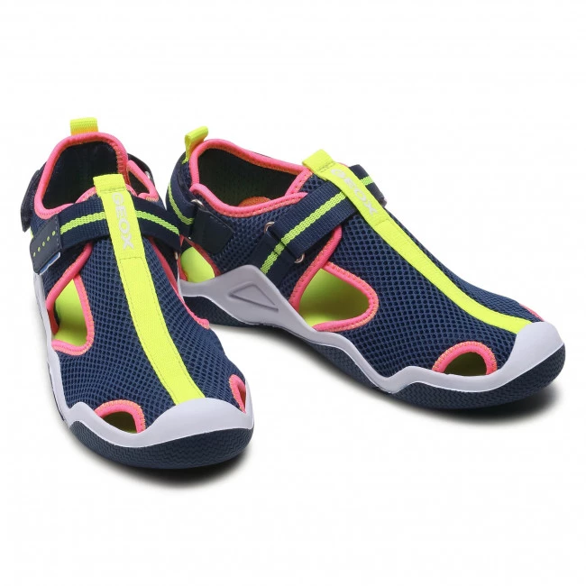 Chaussures Basses GEOX - J Wader G. A J1508A-01454 CF48L D Navy/Fluo Fuchsia Bleu Marine, Multicolore â Image 5