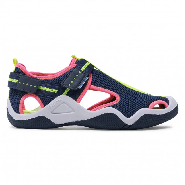 Chaussures Basses GEOX - J Wader G. A J1508A-01454 CF48L D Navy/Fluo Fuchsia Bleu Marine, Multicolore â Image 2