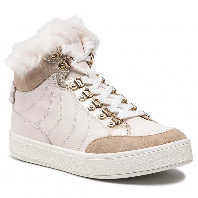 Chaussures Basses Sneakers GEOX - D Leelu' A D16FFA 08522 C1181 Off White/Lt Taupe Blanc